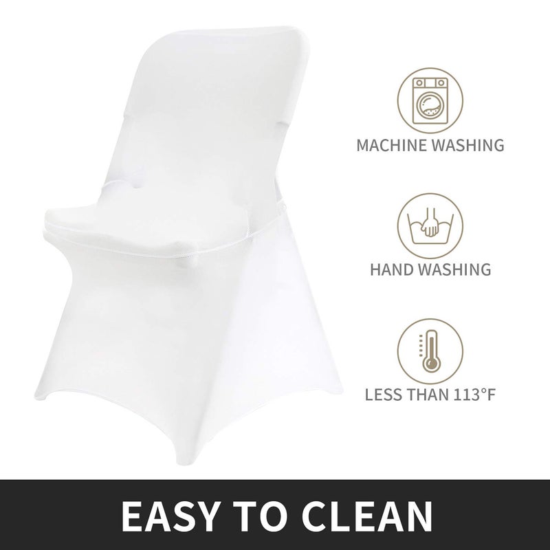 Peomeise Stretch Spandex Folding Chair Cover for Wedding Party Dining Banquet Event (White,12pcs) - Image 2